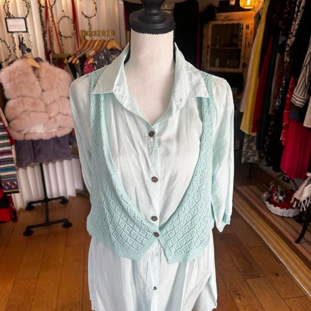 Selfie-clothing-co Women's Blue and Green Shirt
